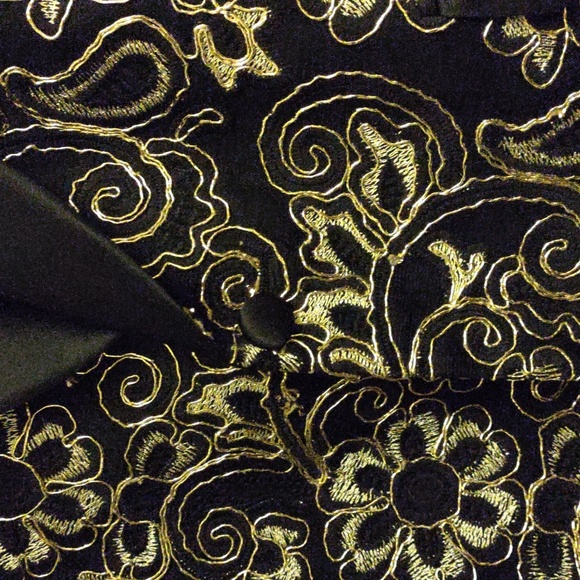 Prelove Man's Barabas Floral Black/Gold Design Blazer Jacket - Picture 13 of 14